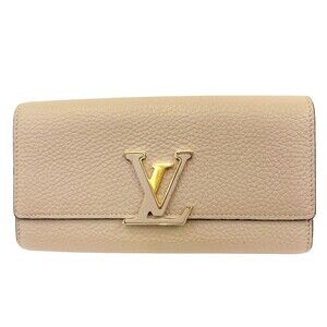 Louis Vuitton Capucines Taurillon Long Wallet Gall Beige Tan Greige